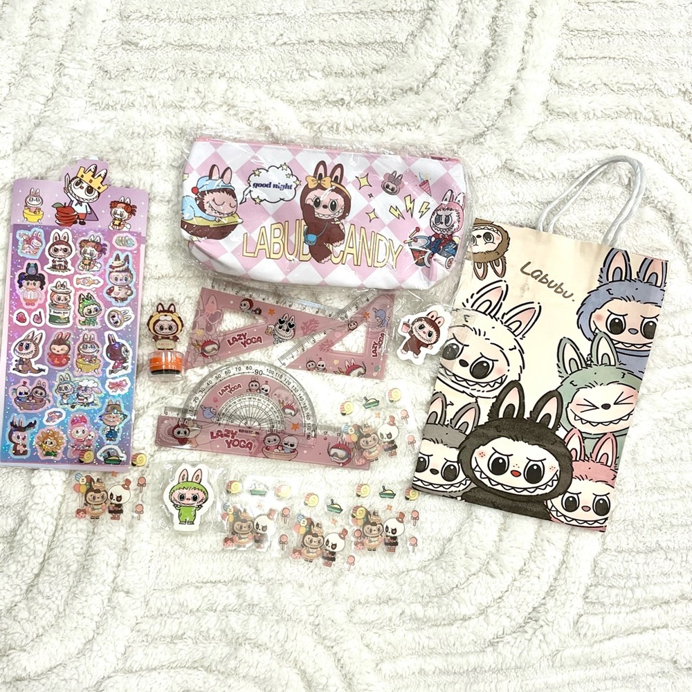 15-piece Labubu themed stationery set